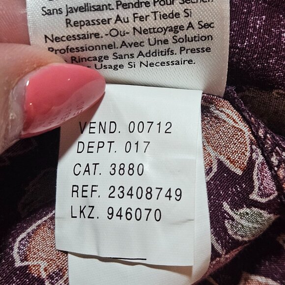 Eddie Bauer Womens 4X Purple Floral Rayon Maxi Dress With Button Front & Long Sl - Picture 10 of 16